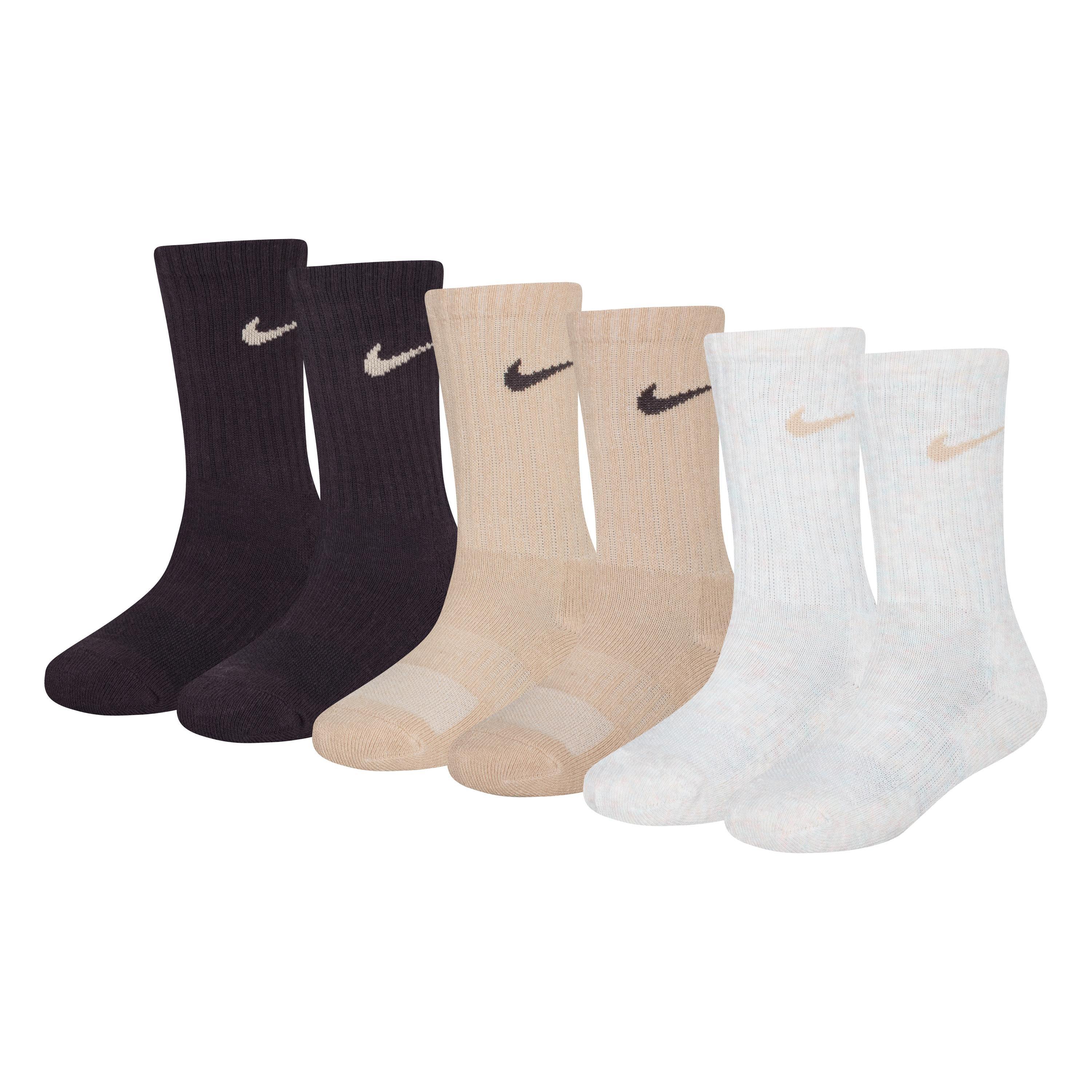 Nike Youth 6-Pack Crew Socks - Brown
